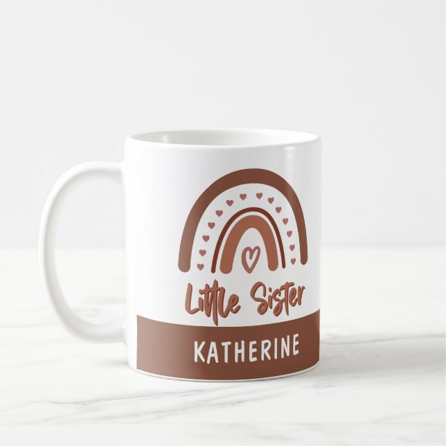 Custom Boho Little Sister Rainbow Matching Kaffeetasse (Links)