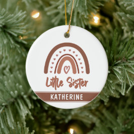Custom Boho Little Sister Rainbow Matching Keramik Ornament