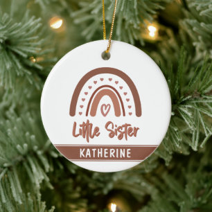 Custom Boho Little Sister Rainbow Matching Keramik Ornament