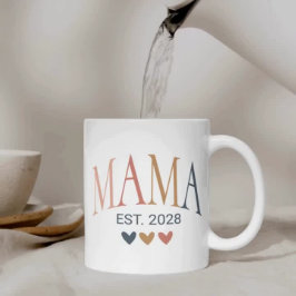 Custom Boho Mama Est. 2028 Tasse, Junge Mutter Kaffeetasse