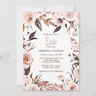 Custom Boho Nature Wildblume Foto Babydusche Einladung