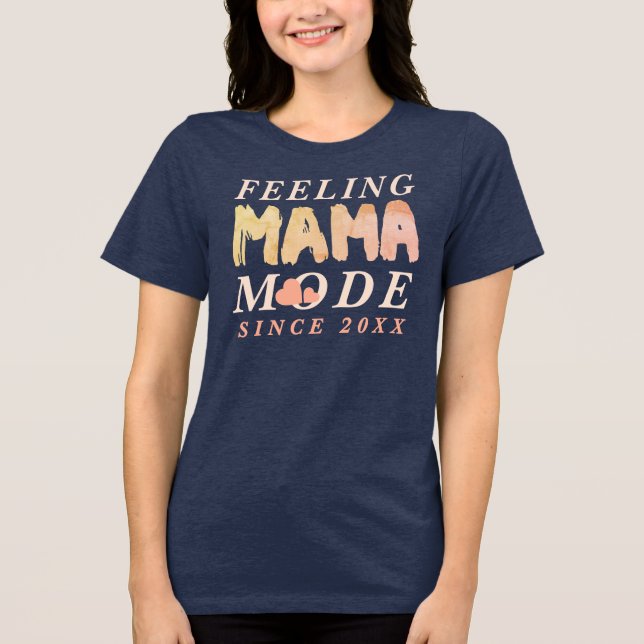 Custom Boho New Mama Zitat Seit dem Jahr Herz einf Tri-Blend Shirt (Vorderseite)