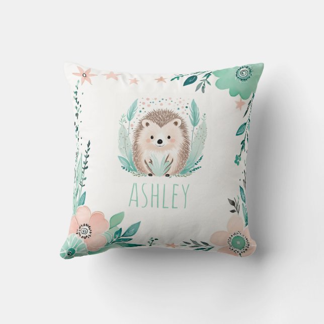 Custom Boho Niedlich Igel Kissen Pastell Green (Rückseite)