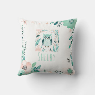 Custom Boho Niedlich Owl Kissen Pastell Green
