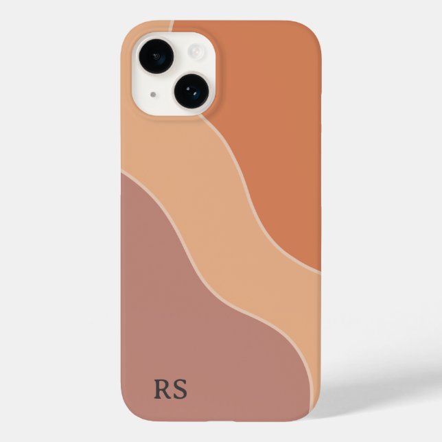 Custom Boho Pastel Waves Monogram Soft Orange Case-Mate iPhone Hülle (Rückseite)