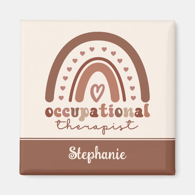Custom Boho Rainbow OT Berufs-Therapeut Magnet (Vorne)