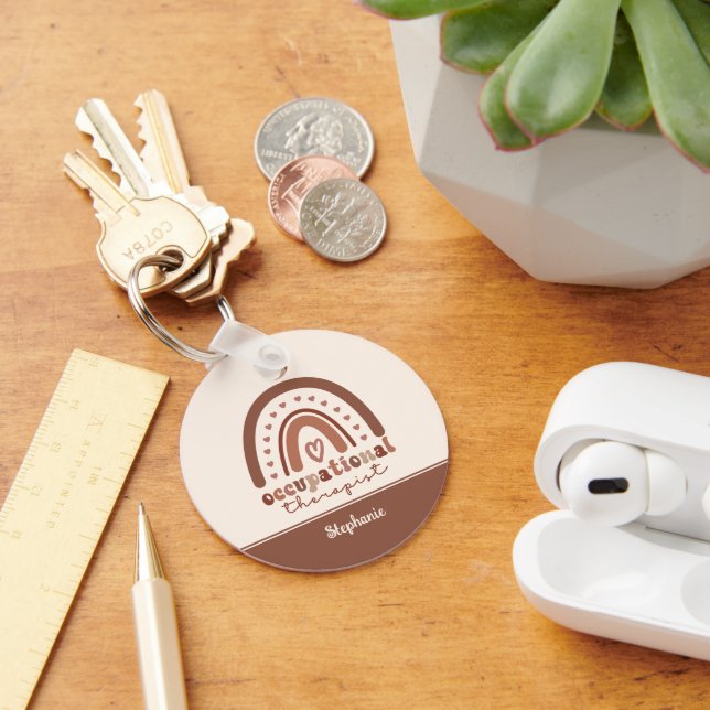 Custom Boho Rainbow OT Berufs-Therapeut Schlüsselanhänger (Schreibtisch)