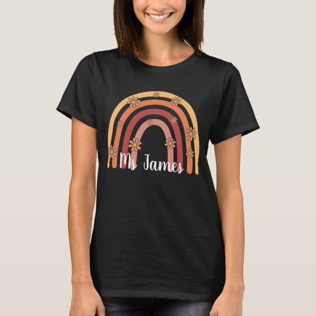 Custom Boho Rainbow Teacher , Personalisiert Teach T-Shirt (Vorderseite)