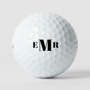 Custom Bold Black Monogram Titleist VI Golf Balls Golfball