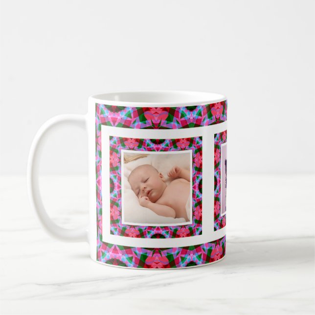 Custom Bold Pink Green Mother's Day Mama Foto Tea Kaffeetasse (Links)