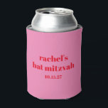Custom Bold Typografie Pink Red Modern Bat Mitzvah<br><div class="desc">Custom Bold Typografie Bright Pink und Red Modern Bat Mitzvah Can Cooler</div>