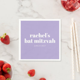 Custom Bold Typografy Modern Lavender Bat Mitzvah Serviette