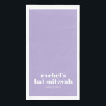 Custom Bold Typografy Modern Lavender Bat Mitzvah Serviette<br><div class="desc">Maßgeschneiderte Typografie in Lavender und White Modern Bat Mitzvah Papier Handtücher.</div>