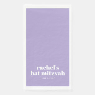 Custom Bold Typografy Modern Lavender Bat Mitzvah Serviette