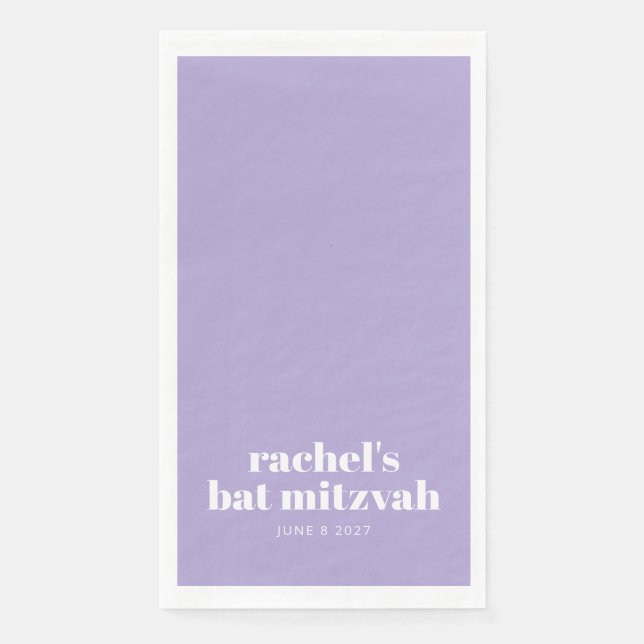 Custom Bold Typografy Modern Lavender Bat Mitzvah Serviette (Vorderseite)