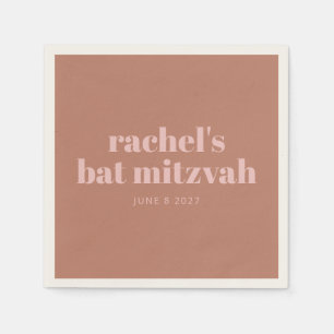 Custom Bold Typografy Terracotta Pink Bat Mitzvah Serviette