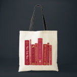 Custom Book Title Spine Tote Bag (Cherry Red) Tragetasche<br><div class="desc">Personalize with your favorite book titles,  songs,  class subjects,  movies or names of your children/grandchildren. Further customize fonts & font colors by clicking on "Edit Using Design Tool". Great for school,  traveling,  grocery shopping or library trips.</div>