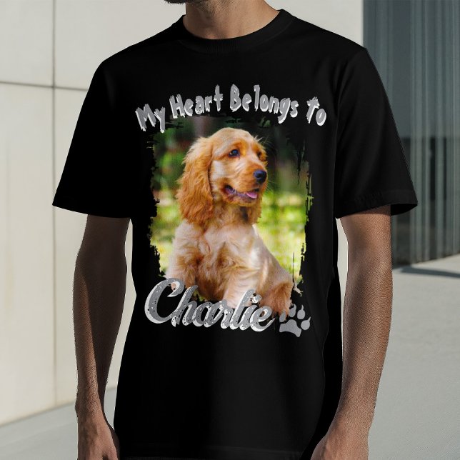 Custom bootleg Typography Name My Heart Belongs To T-Shirt (Von Creator hochgeladen)