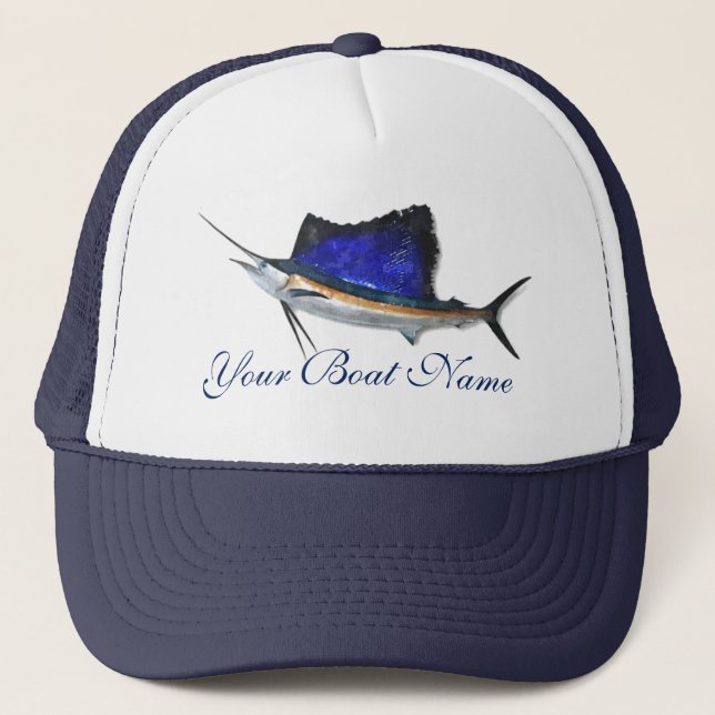 Custom Bootname Sailfish Trucker Hat Truckerkappe (Vorderseite)