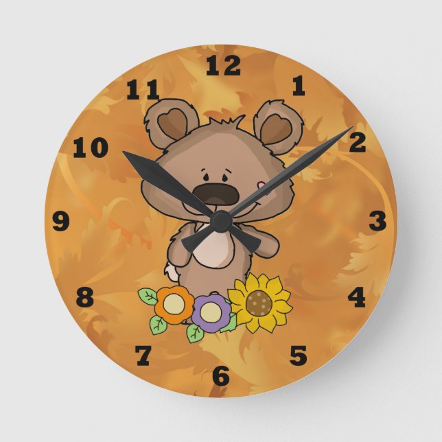 Custom Boppe Bären Fall Clock Runde Wanduhr (Vorderseite)