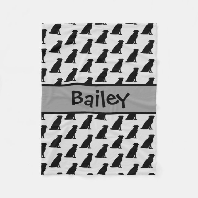 Custom Border Collie Dog Silhouette Fleecedecke (Vorderseite)
