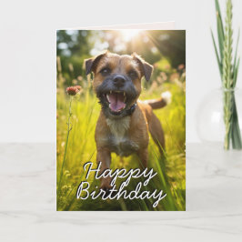 Custom Border Terrier Happy Birthday Card Dankeskarte