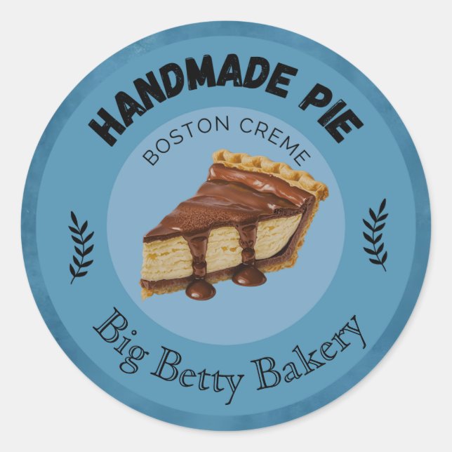 Custom Boston Cream Pie Labels | Personalisierte B Runder Aufkleber (Vorderseite)