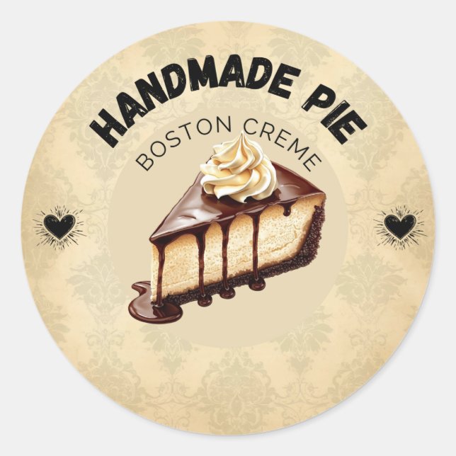 Custom Boston Cream Pie Labels | Personalisierte B Runder Aufkleber (Vorderseite)