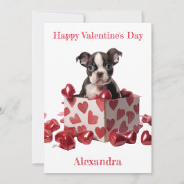 Custom Boston Terrier Box Foil Hearts Valentine Feiertagskarte