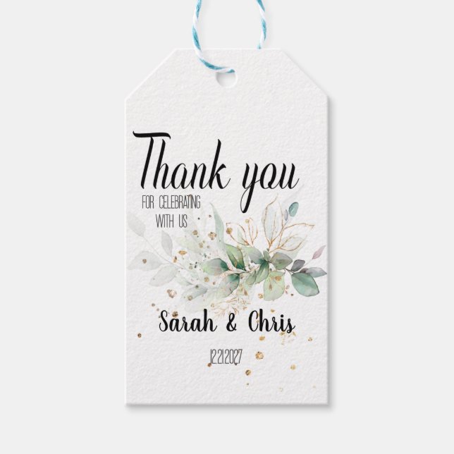 Custom Botanical Danke Gastgeschenke Hochzeiten Geschenkanhänger (Vorderseite)