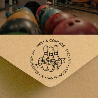 Custom Bowling Family Names Return Address Permastempel
