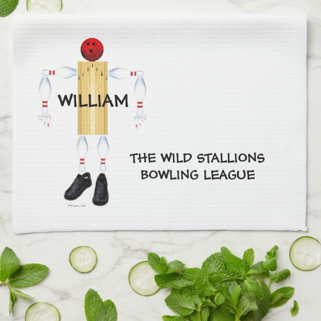 Custom Bowling League Küchentuch (Gefaltet)