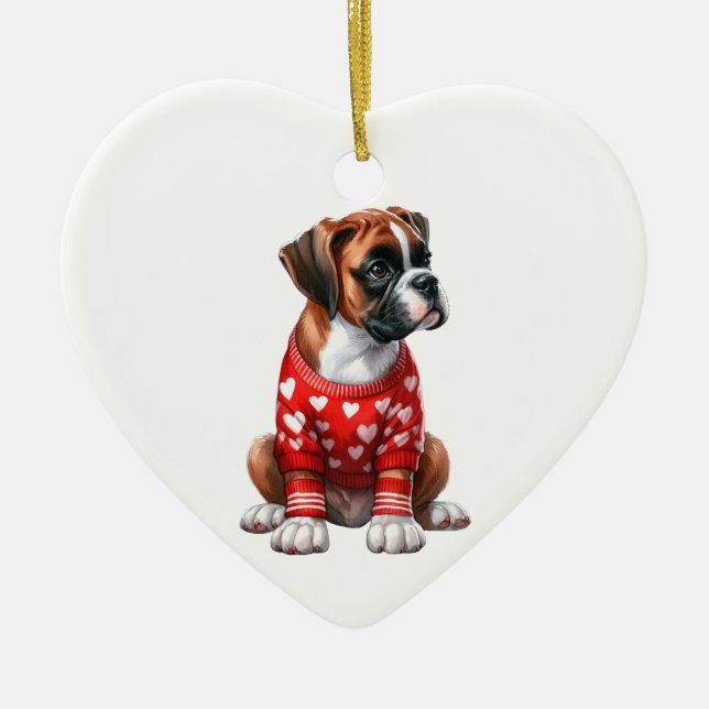 Custom Boxer Dog Fun Valentine Keramik Ornament (Vorne)