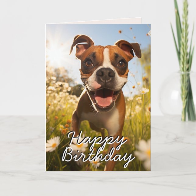 Custom Boxer Happy Birthday Card Dankeskarte (Vorderseite)