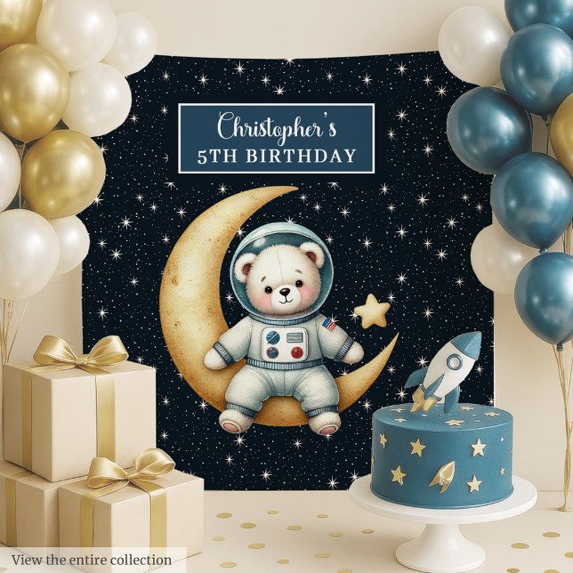 Custom Boy Birthday Tapestry mit Teddy Bar Wandteppich (Custom Boy Birthday Tapestry with Teddy Bear)