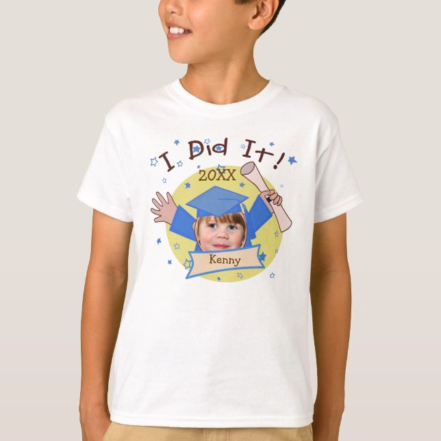 Custom Boy Graduate Abschluss T - Shirt (Vorderseite)