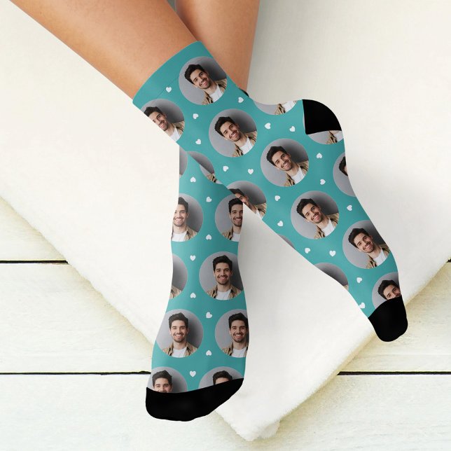 Custom Boyfriend Foto Aquamarin Blue Liebe Socken (Von Creator hochgeladen)