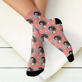 Custom Boyfriend Foto Coral Pink Liebe Socken