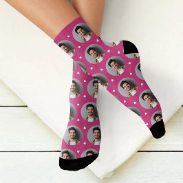 Custom Boyfriend Foto Hot Pink Liebe Socken