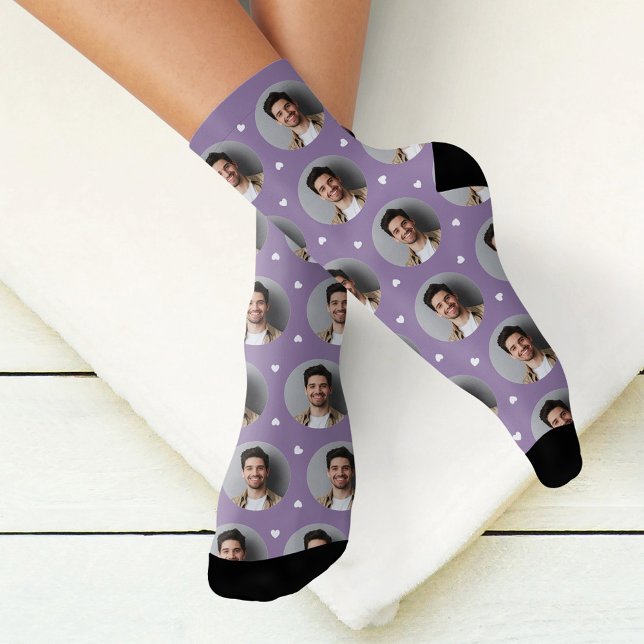 Custom Boyfriend Foto Lavender Liebe Socken (Von Creator hochgeladen)