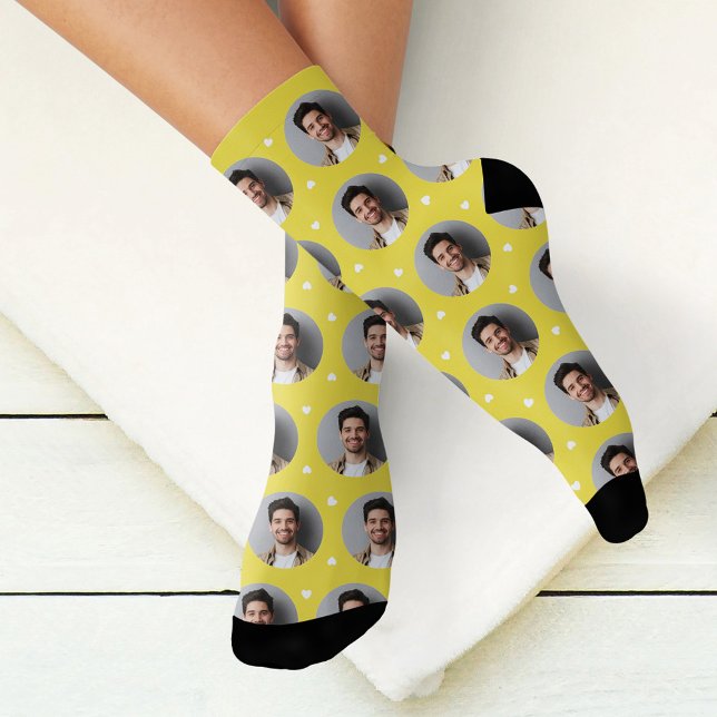Custom Boyfriend Foto Yellow Liebe Socken (Von Creator hochgeladen)