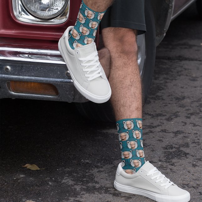 Custom Boyfriend Girlfriend Foto Cat Face Socken (Von Creator hochgeladen)