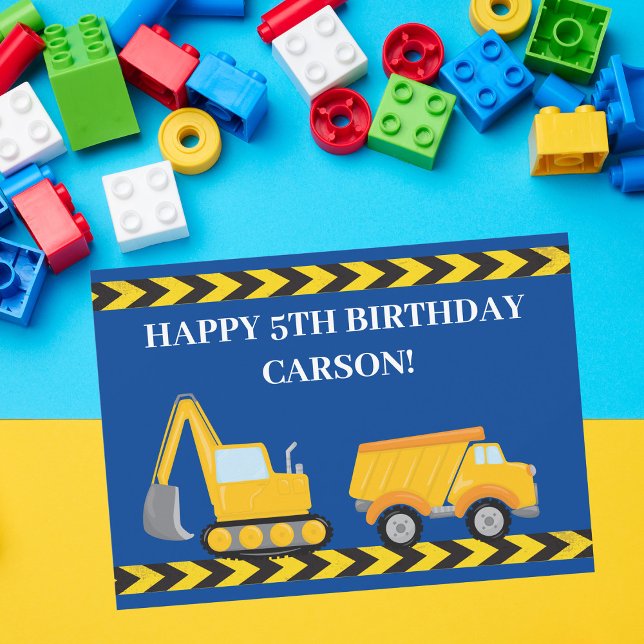Custom Boys Construction Truck Happy Birthday Card (Von Creator hochgeladen)