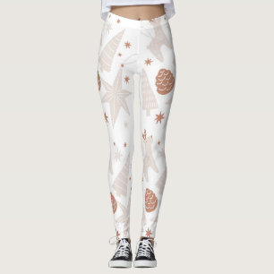 Custom Brand Brown White Christmas Leggings