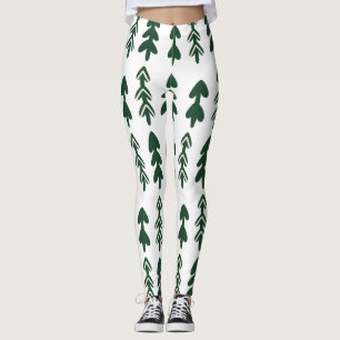 Custom Brand Green Beige Handgezeichnete Weihnacht Leggings