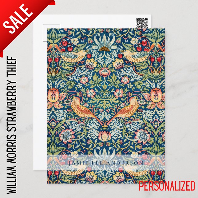 Custom Brand William Morris Birds Pattern Postkarte (Von Creator hochgeladen)
