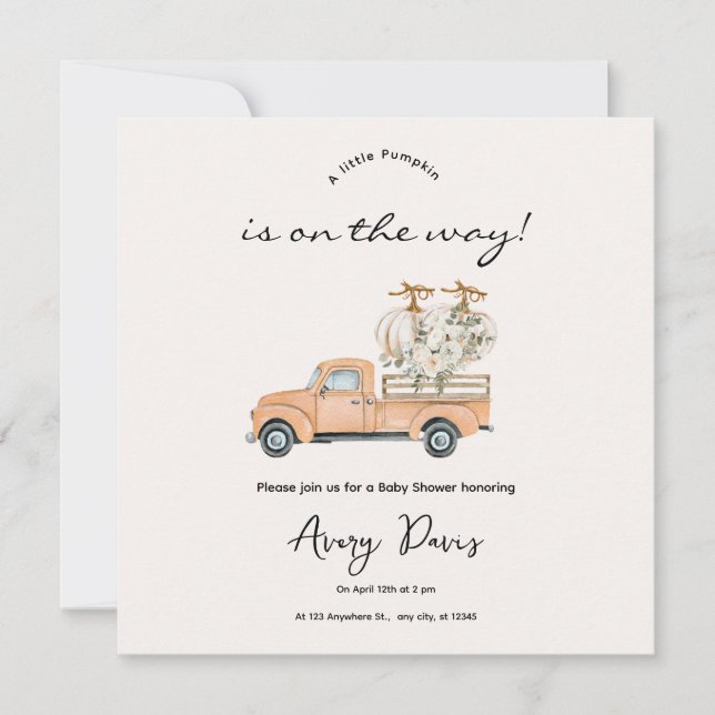 Custom Branded Fall Pumpkin Baby Shower Invitation Save The Date (Vorderseite)