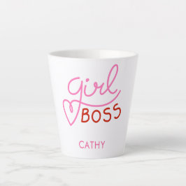 Custom Branded Girl Boss Typografie Pink Red Heart Milchtasse