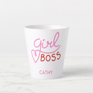 Custom Branded Girl Boss Typografie Pink Red Heart Milchtasse