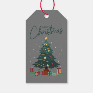 Custom Branded Merry Christmas Tree Gray Geschenkanhänger